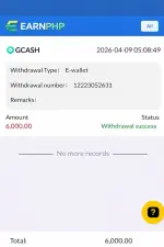 Successful E-wallet withdrawal on EARNPHP.webp